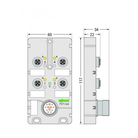 757-145 M12, 4 yollu, 5 kutuplu, M23 konnektörlü LED’ li 757-145 M12, 4 yollu, 5 kutuplu, M23 konnektörlü LED’ li