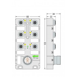 757-165  M12, 6 yollu, 5 kutuplu, M23 konnektörlü LED’ li