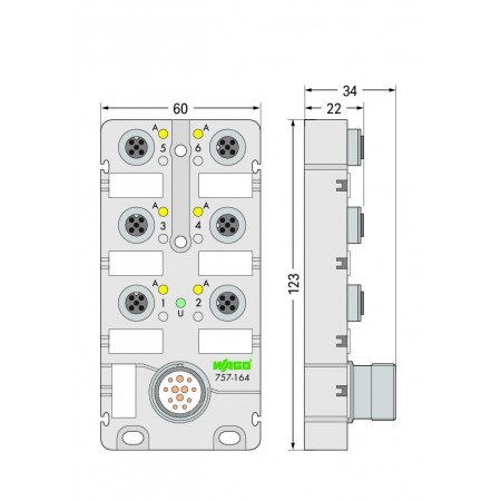 757-165 M12, 6 yollu, 5 kutuplu, M23 konnektörlü LED’ li 757-165 M12, 6 yollu, 5 kutuplu, M23 konnektörlü LED’ li